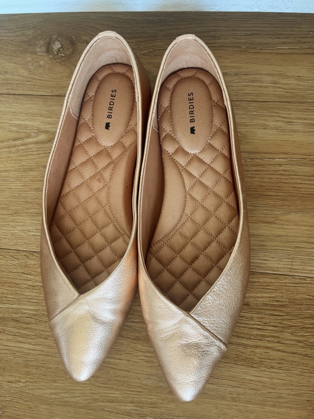 Birdies Goldfinch Leather Point Toe Ballet Flats Rose Gold, 7.5 - Picture 5 of 12